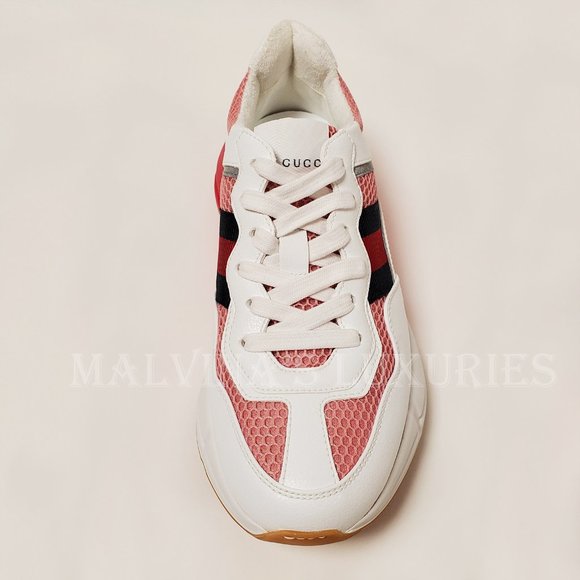 GUCCI SNEAKERS RHYTON WHITE PINK WEB DETAIL MESH SHOES sz 37 G 7 US - Picture 10 of 16